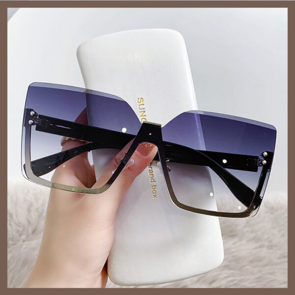 New Fashion Half Rim Women's Sun Glasses for Ladies 2025 Trending UV400 Luxury Designer Oversized Square Women Sunglasses - Image 4