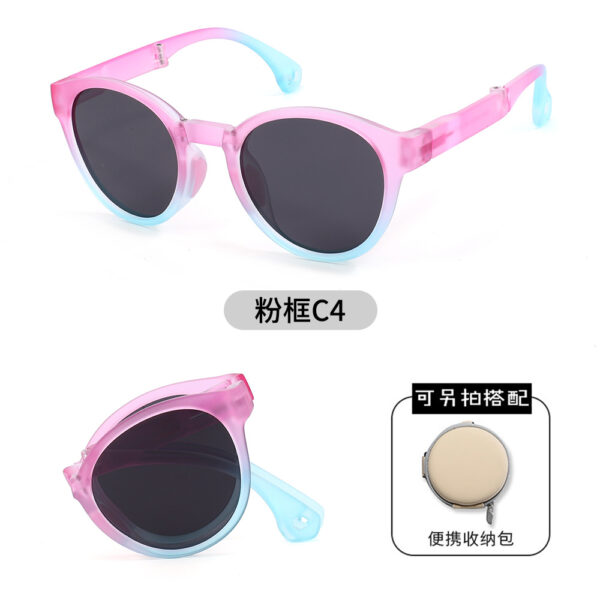 Wholesale New Design Portable Colorful Boys Girls Kids Sun Glasses Flexible Light Square TR90 Frame Children Foldable Sunglasses - Image 4