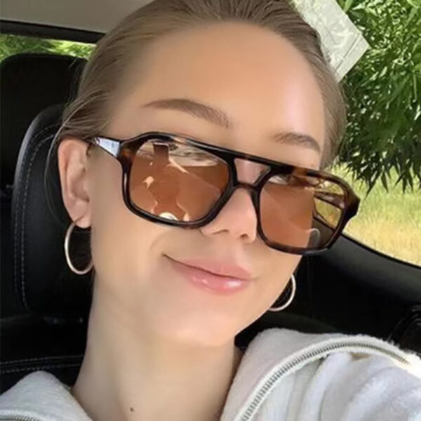 New Designer Luxury Fashion Korea Style Square Double Beam Frame Sun Glasses Custom Logo Men Women Shades Sunglasses 2025 - Image 2