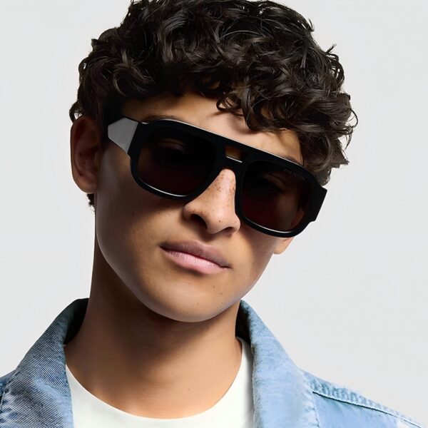 New Trendy Double-Beam Men Women Sun Glasses Custom Logo Wide-Brim Hip-Hop Punk Personality Unisex Fashion Sunglasses - Image 2